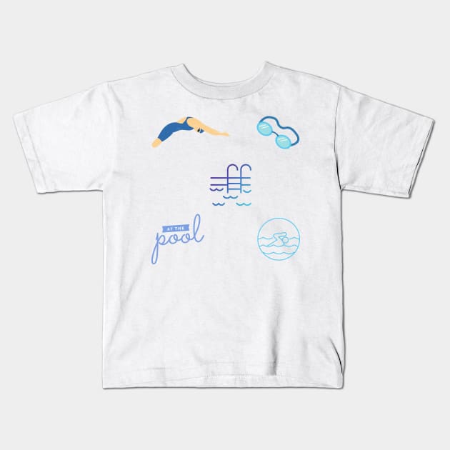 Swimmer Variety Pack Kids T-Shirt by stickersbyjori